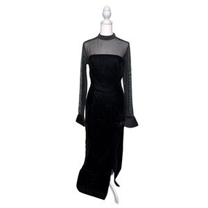 Vintage Blondie and Me Velvet and Mesh Formal Evening Dress Gothic Vampire